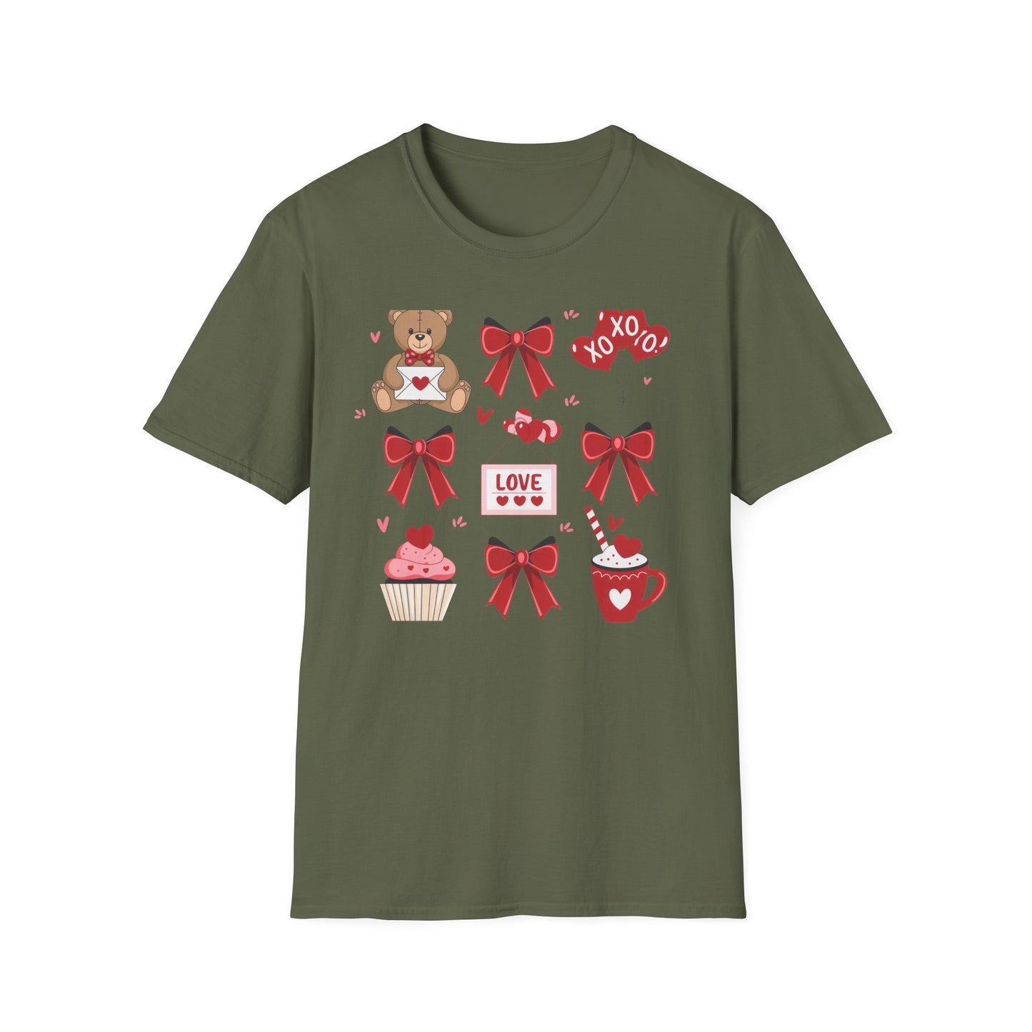 Adorable Valentine's Day Love T-Shirt | Cute Teddy Bear XOXO Heart Balloons & Sweet Treats Tee | Perfect Romantic Gift for Her