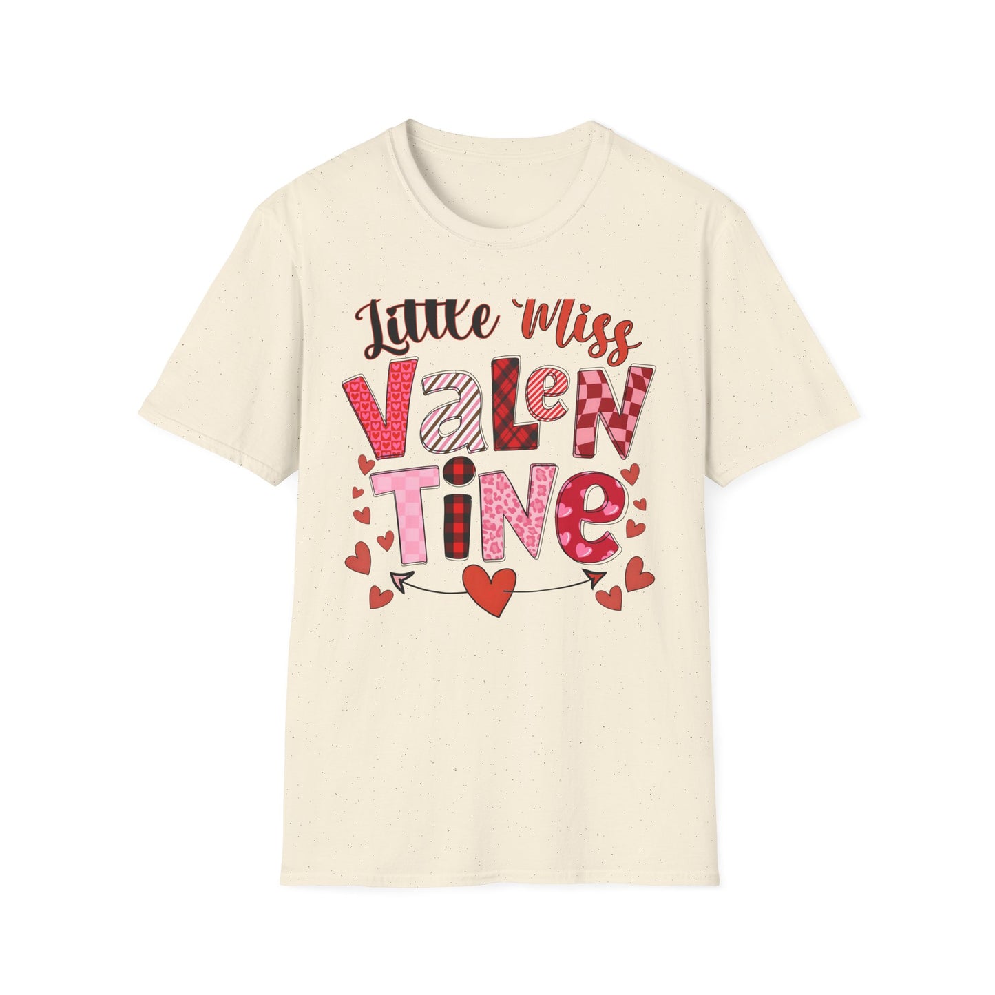 Charming Little Miss Valentine T-Shirt | Girls' Trendy Mixed Pattern Heart Day Tee