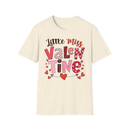 Charming Little Miss Valentine T-Shirt | Girls' Trendy Mixed Pattern Heart Day Tee