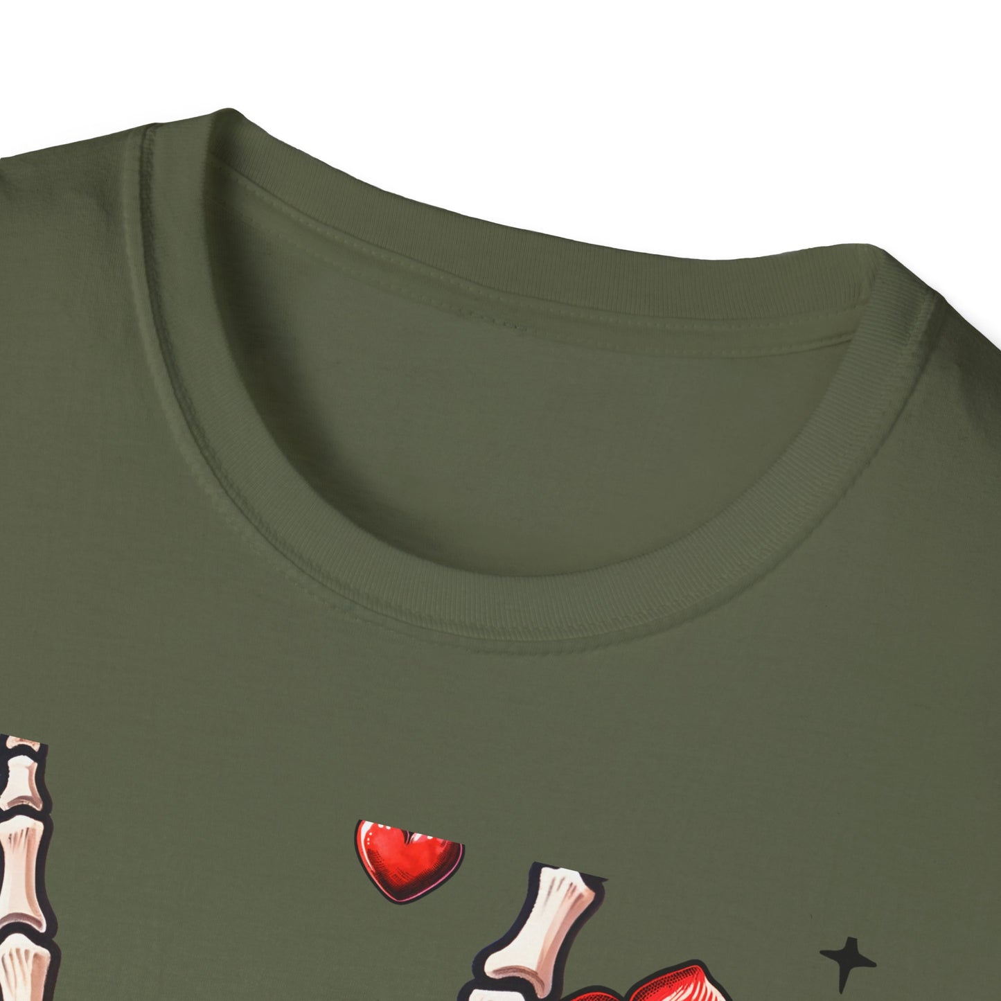Unleash Your Dark Romance: 'Loved to Dead' Skeleton Rock Hand Rose T-Shirt | Edgy Gothic Valentine's Gift
