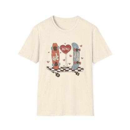 Retro Skateboard Valentine's T-Shirt | Be Mine Heart Breaker XOXO Tee | Trendy Vintage Skater Love Graphic Shirt