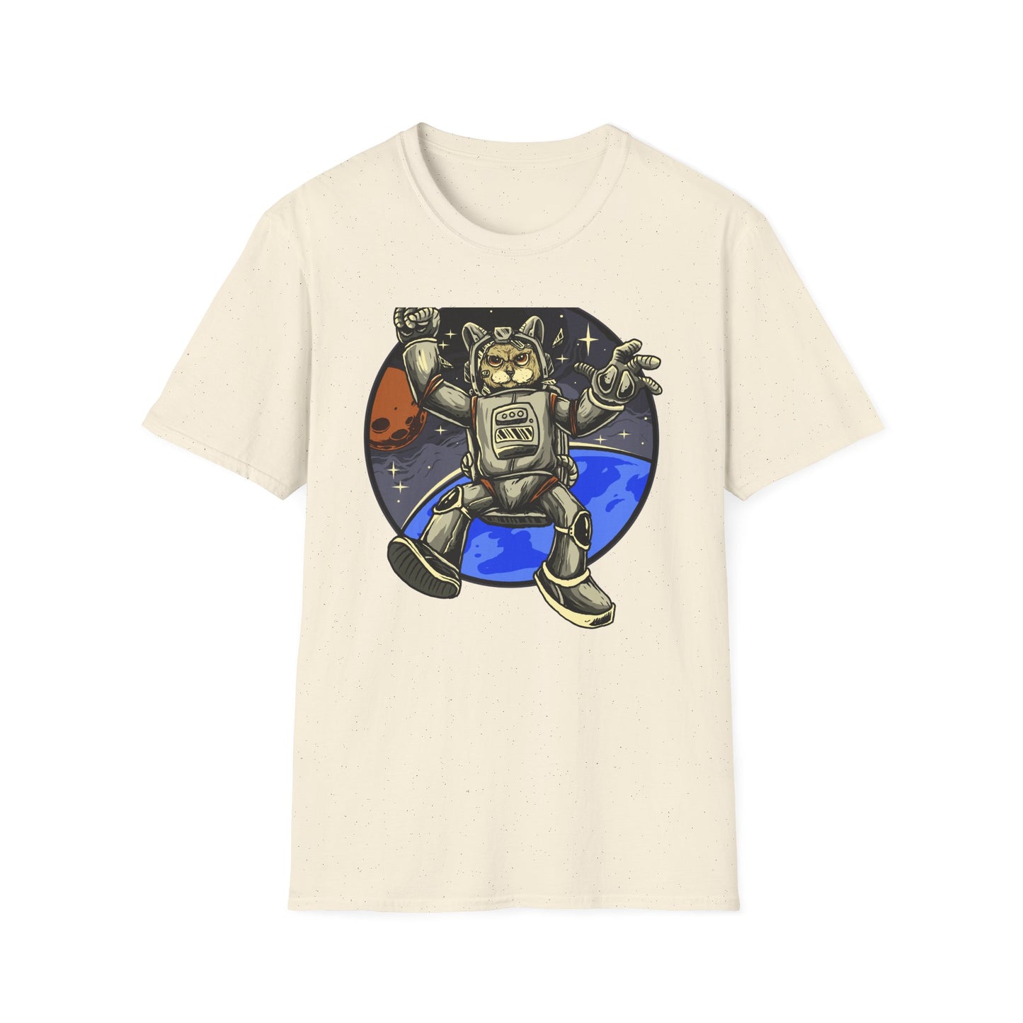 Gravity-Defying Astronaut Cat T-Shirt | Grumpy Space Kitty Tee | Unique Sci-Fi Animal Lover Gift