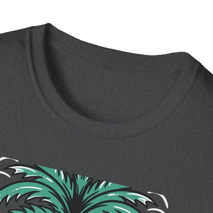 Vibrant Summer Guitar T-Shirt: Cool Palm Tree & Acoustic Beach Tee | Essential Music Lover Vacation Shirt