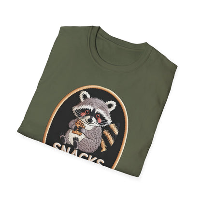 Irresistible Raccoon T-Shirt: "Snacks Before Tasks" Funny Animal Tee - Adorable Foodie Procrastination Gift