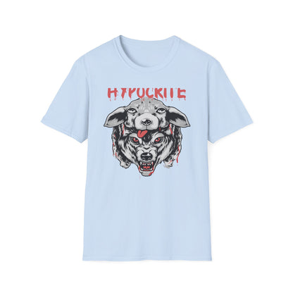 Bold Hypocrite T-Shirt: Fierce Wolf in Sheep's Clothing Design | Unapologetic Edgy Statement Graphic Tee