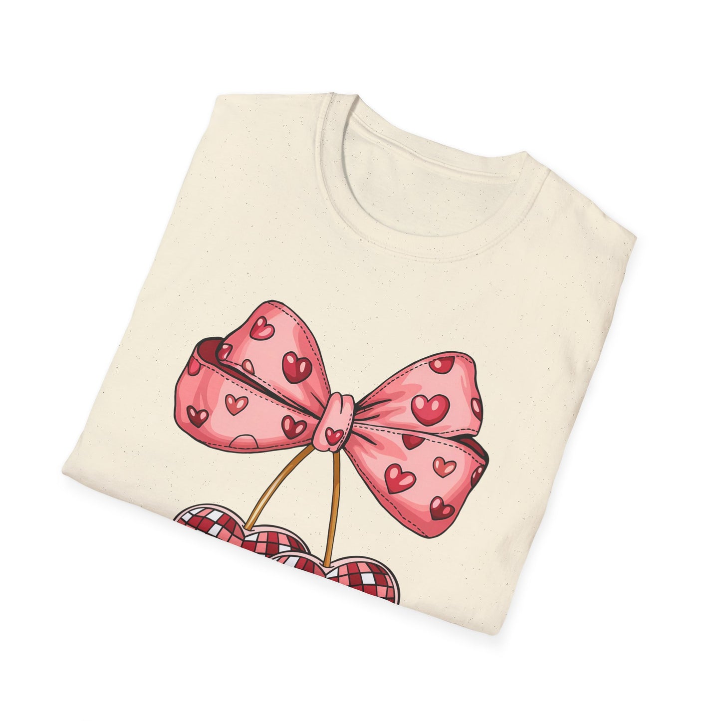 Sweet Mosaic Heart & Pink Bow T-Shirt | Adorable Valentine's Day Gift for Her | Unique Love Design