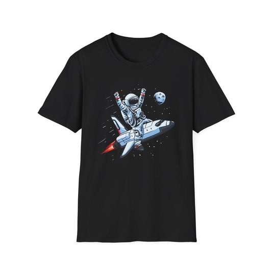 Blasting Off! Epic Astronaut Space Shuttle T-Shirt | Dynamic Galactic Adventure Tee for Space Lovers