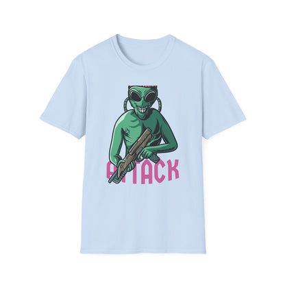 Unleash Chaos! Epic Alien Attack T-Shirt - Exposed Brain & Shotgun Sci-Fi Graphic Tee for Edgy Fans & Gamers. Bold & Unique!