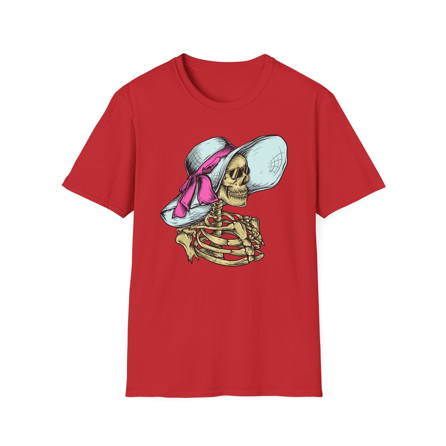 Effortlessly Chic Skeleton Sun Hat T-Shirt | Sassy Summer Beach Vacation Tee | Unique Women's Fashion