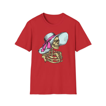 Effortlessly Chic Skeleton Sun Hat T-Shirt | Sassy Summer Beach Vacation Tee | Unique Women's Fashion