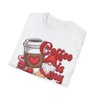 Coffee Is My Valentine Gnome T-Shirt | Charming Heart Coffee Lover Tee | Funny Anti-Valentine's Day Gift for Singles & Sweet Tooths