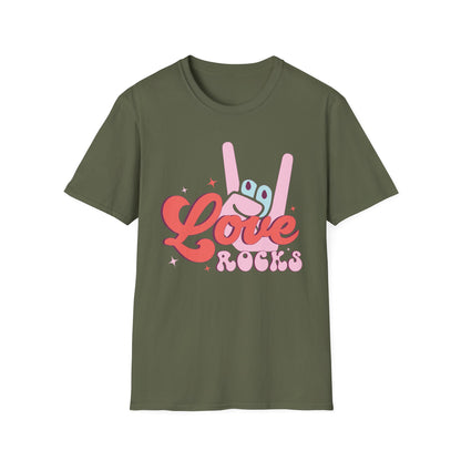 Epic Groovy 'Love Rocks' T-Shirt | Retro Rock On Hand Gesture Tee | Vibrant Vintage Music Lover Top