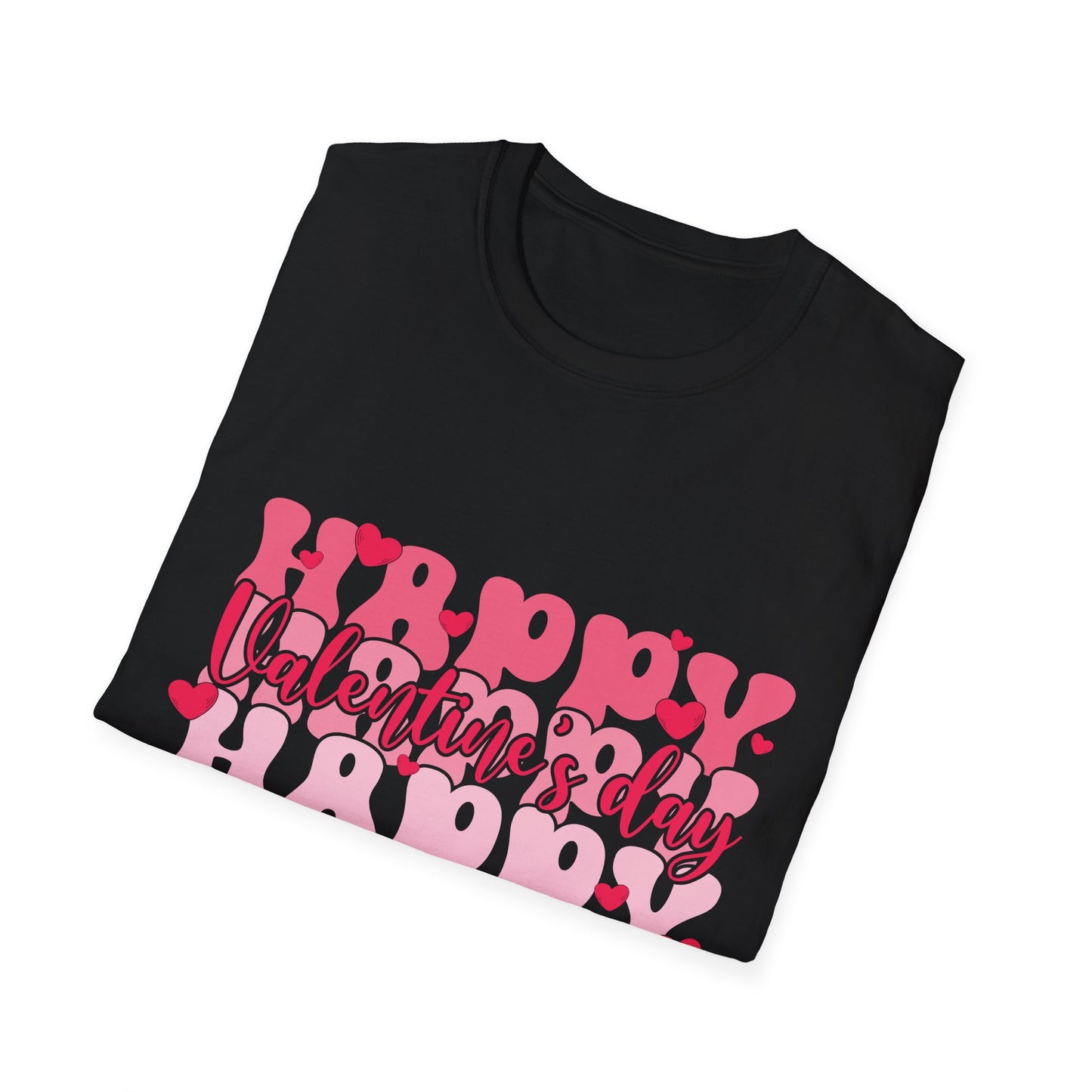 Groovy Happy Valentine's Day T-Shirt | Retro Pink Hearts Love Tee | Cute Festive Cupid Shirt for Women & Men