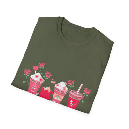 Charming Valentine's Sweet Treats T-Shirt | Adorable Love Drinks & Hearts Tee | Perfect Romantic Gift for Couples & Her