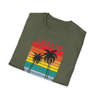Lost In Hawaii T-Shirt | Retro Sunset Palm Trees Beach Vacation Tee | Trendy Island Life Souvenir Gift Top