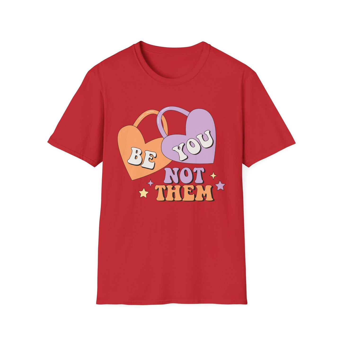 Inspiring 'Be You Not Them' T-Shirt | Retro Heart Self-Love Tee for Women & Teens | Empowering Groovy Style