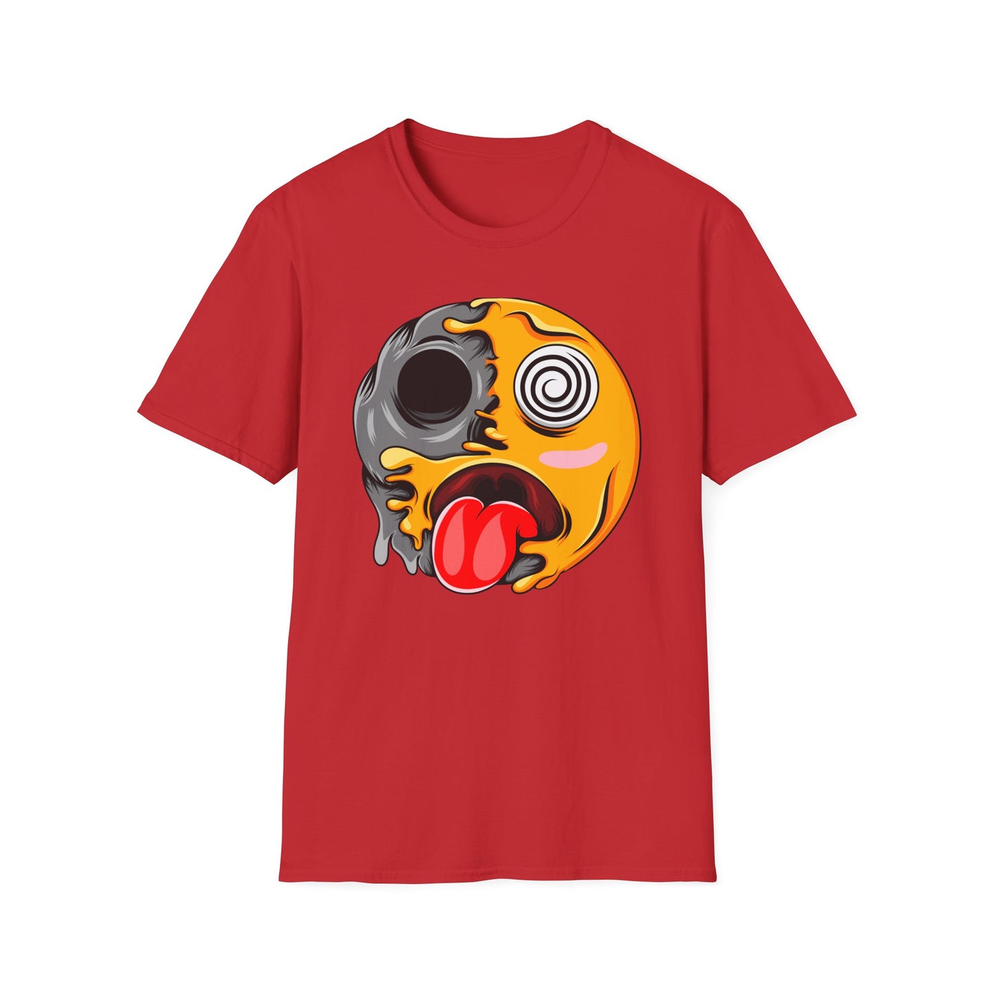 Trippy Melting Skull Emoji T-Shirt - Unique Psychedelic Graphic Tee | Cool Streetwear Statement Gift