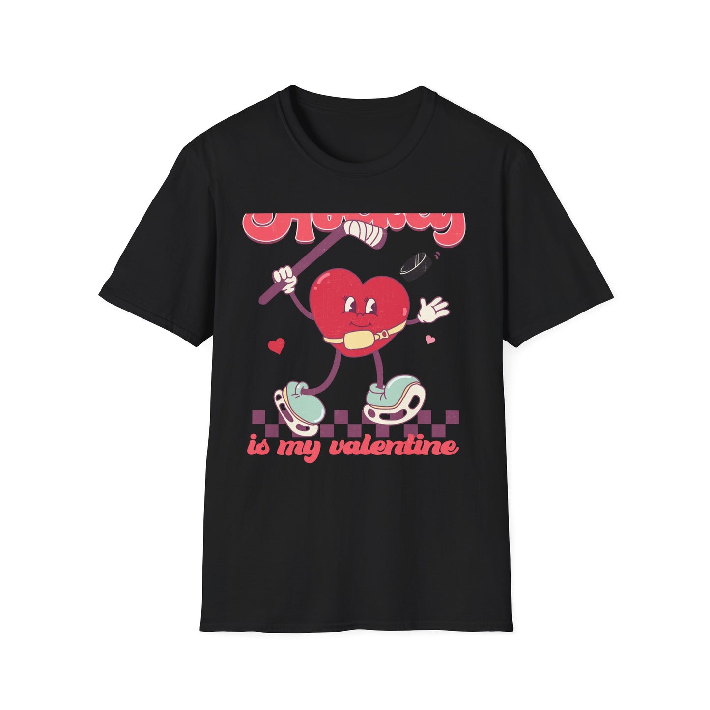 Groovy "Hockey Is My Valentine" T-Shirt | Retro Heart Hockey Lover Tee | Vintage Valentine's Day Sports Fan Gift