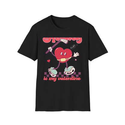 Groovy "Hockey Is My Valentine" T-Shirt | Retro Heart Hockey Lover Tee | Vintage Valentine's Day Sports Fan Gift