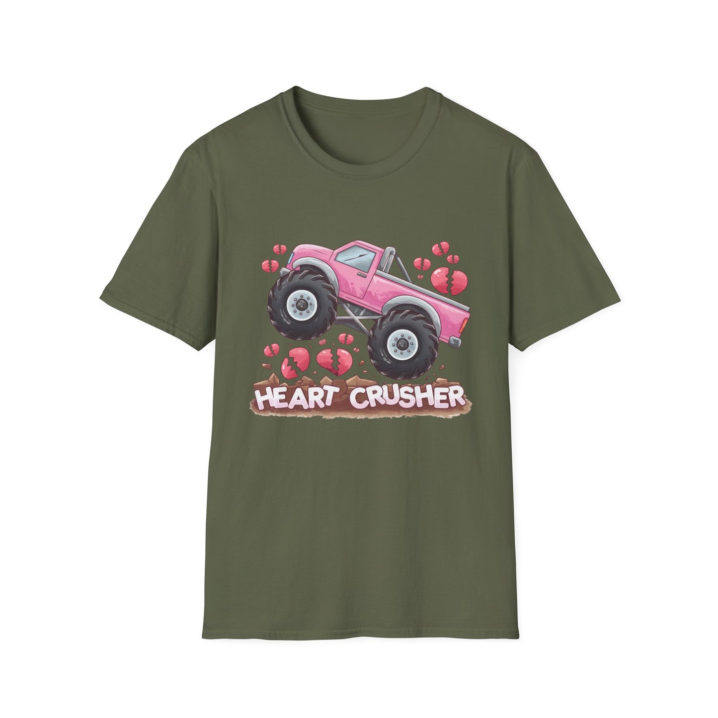 Epic Heart Crusher Monster Truck T-Shirt | Anti-Valentine's Day Breakup Tee | Sarcastic Love Humor Top