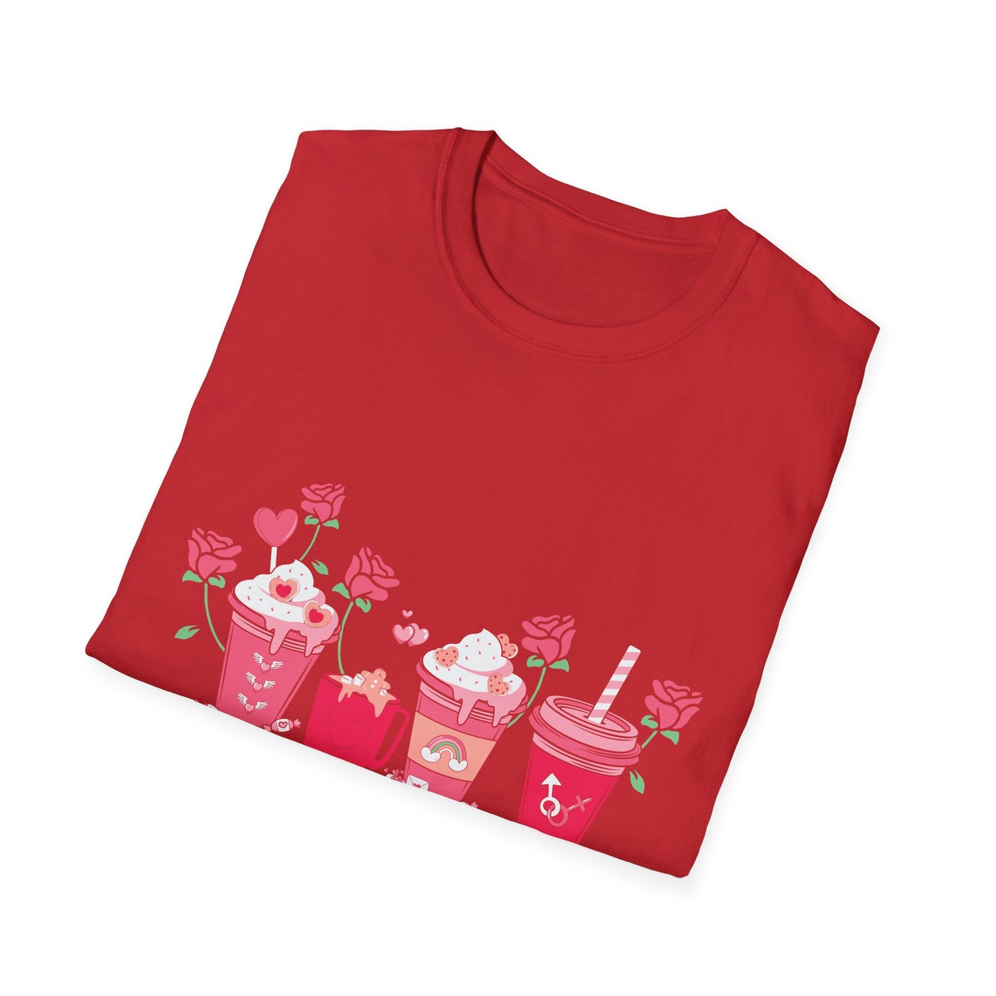 Charming Valentine's Sweet Treats T-Shirt | Adorable Love Drinks & Hearts Tee | Perfect Romantic Gift for Couples & Her