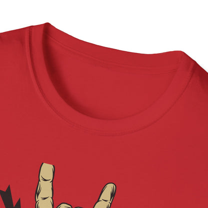 Epic Let's Rock On T-Shirt - Electrifying Rock N Roll Hand Sign Tee for Music Lovers & Concerts | Dynamic Spiked Wristband Design