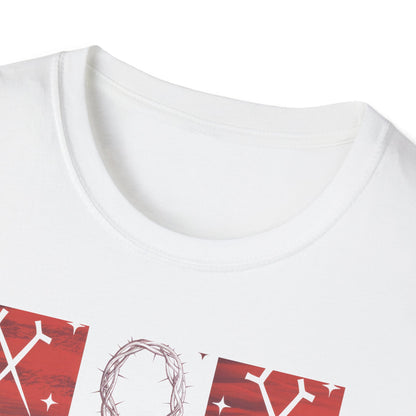Meaningful Christian 'Original Love Letters' T-Shirt | Unique Cross & Crown of Thorns Design - Faith Tic-Tac-Toe Apparel