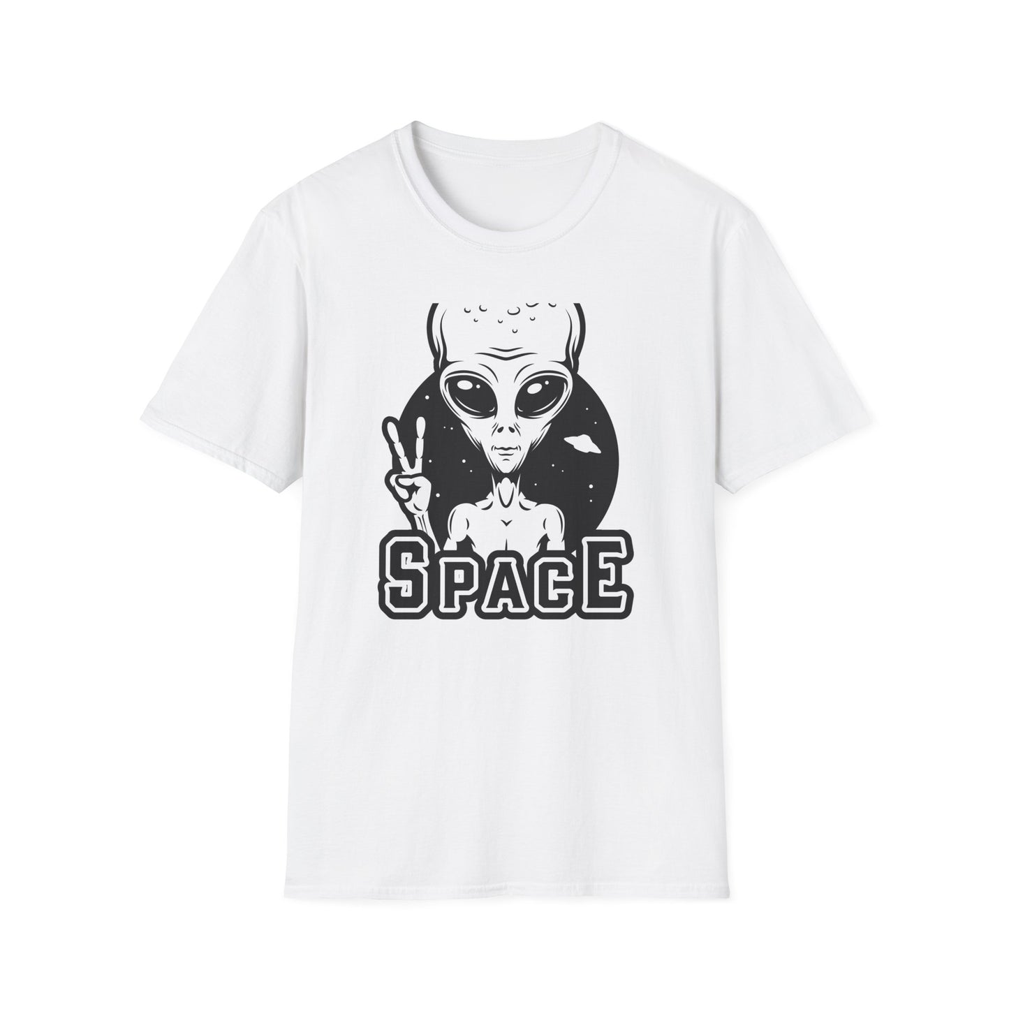 Awesome Peace Sign Alien T-Shirt | Retro Sci-Fi Space Lover UFO Graphic Tee | Unique Extraterrestrial Design