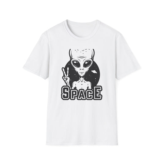 Awesome Peace Sign Alien T-Shirt | Retro Sci-Fi Space Lover UFO Graphic Tee | Unique Extraterrestrial Design