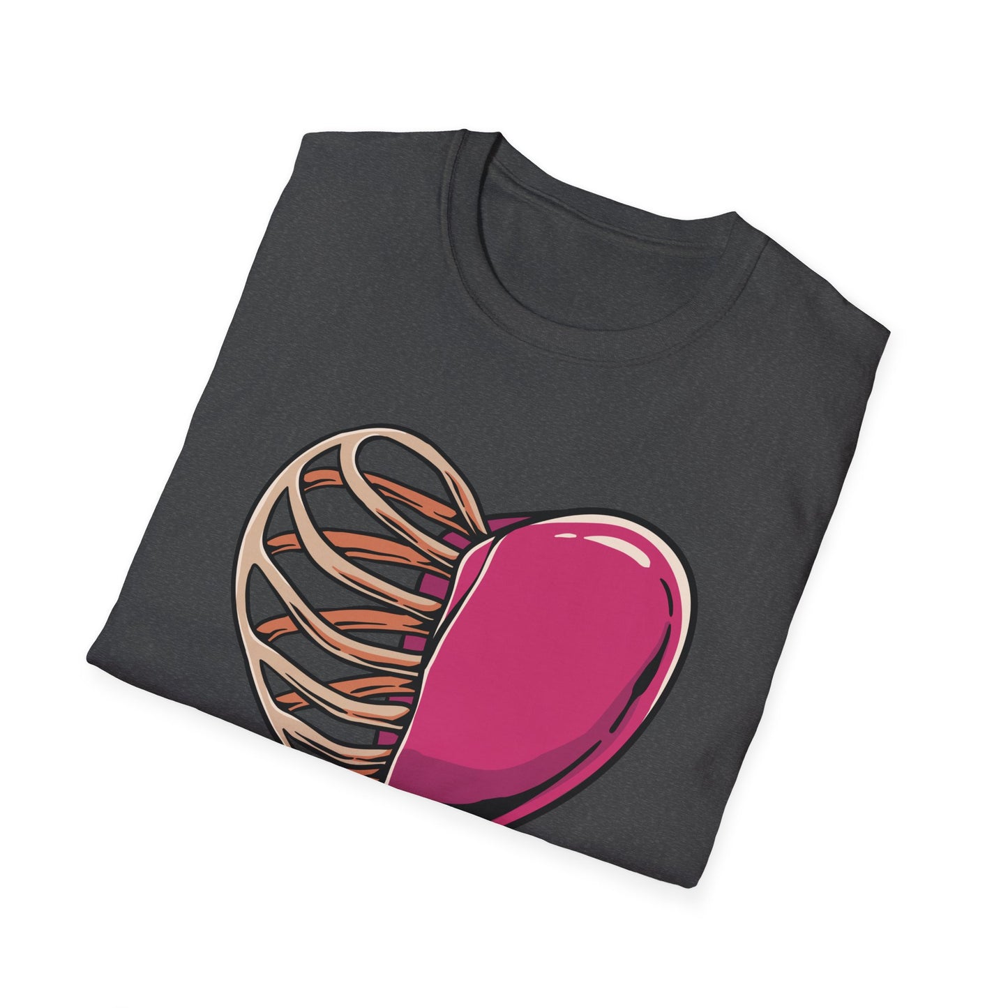 Intriguing Half Heart Rib Cage T-Shirt | Unique Anatomical Love & Vulnerability Tee Design
