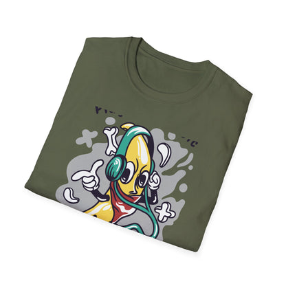 Epic Play Your Music Cool Banana T-Shirt | Retro Cartoon DJ Tee for Music Lovers | Vibrant & Unique Graphic Apparel