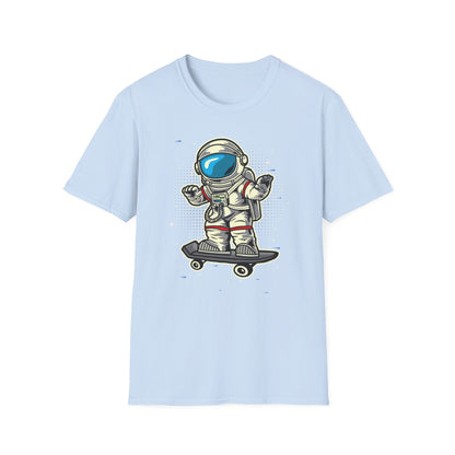 Radical Astronaut Skateboard T-Shirt | Awesome Space Skater Graphic Tee for Sci-Fi & Skate Fans | Unisex Stellar Design