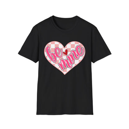Trendy 'Be Mine' Valentine's T-Shirt | Cute Pink Checkerboard Heart Tee | Retro Y2K Love Gift for Her