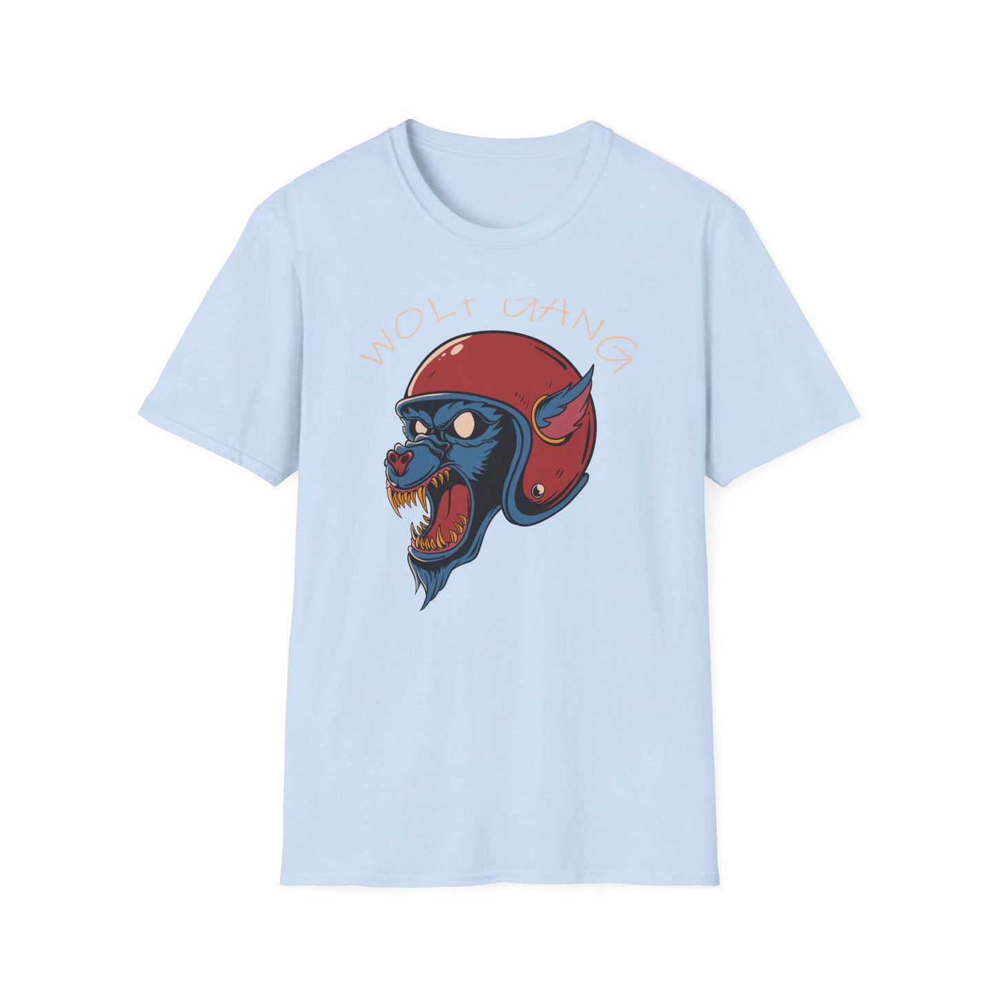 Fierce Wolf Gang T-Shirt | Aggressive Werewolf Biker Head in Retro Helmet Tee | Unleash Your Wild Spirit