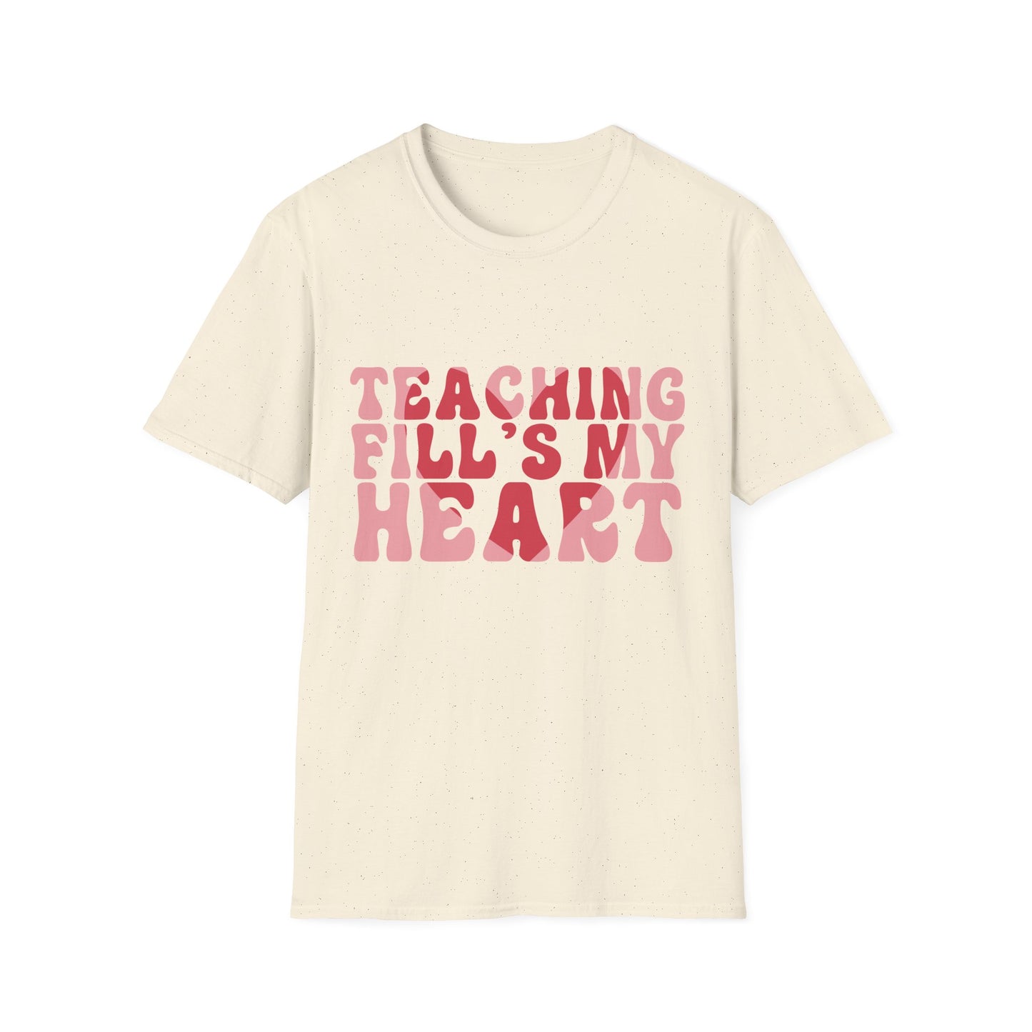 Inspiring Teacher T-Shirt: 'Teaching Fill's My Heart' Groovy Retro Educator Appreciation Tee - Perfect Gift!