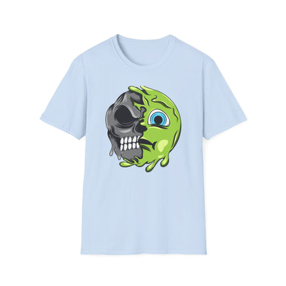 Epic Melting Skull & Slime T-Shirt - Vibrant Half-Skull Gooey Monster Graphic Tee for Edgy & Alternative Style