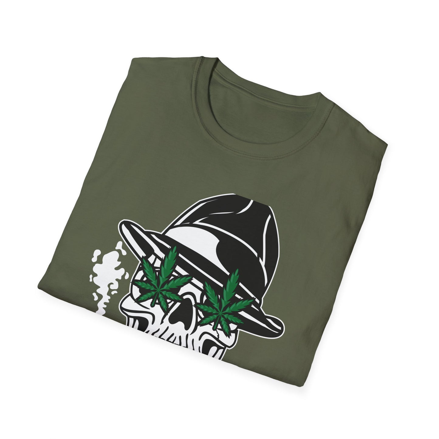 Dope Stoner Skull T-Shirt with Cannabis Leaves & Fedora Hat - Unique 420 Smoker Tee | Epic Pot Leaf Design Apparel