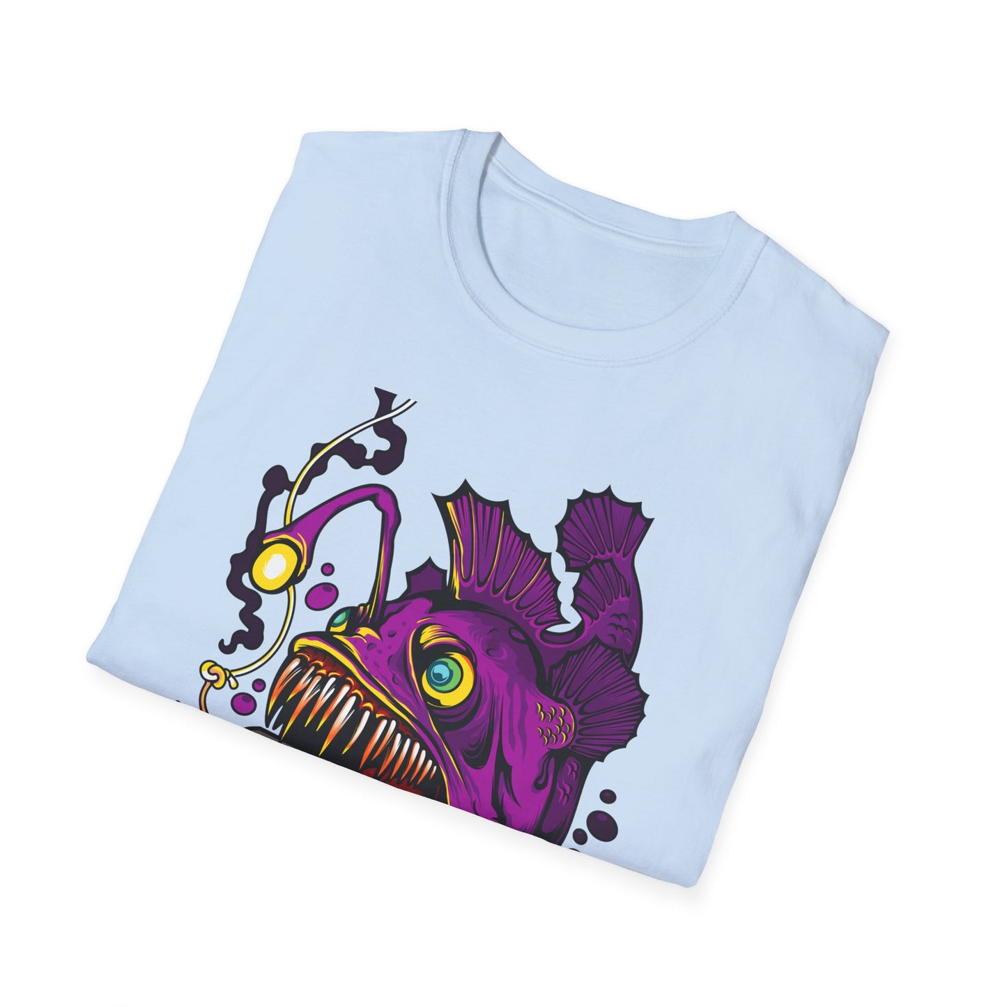 Fierce Anglerfish Smartphone T-Shirt - Deep Sea Tech Monster Graphic Tee | Unique & Trendy Gift for Gamers