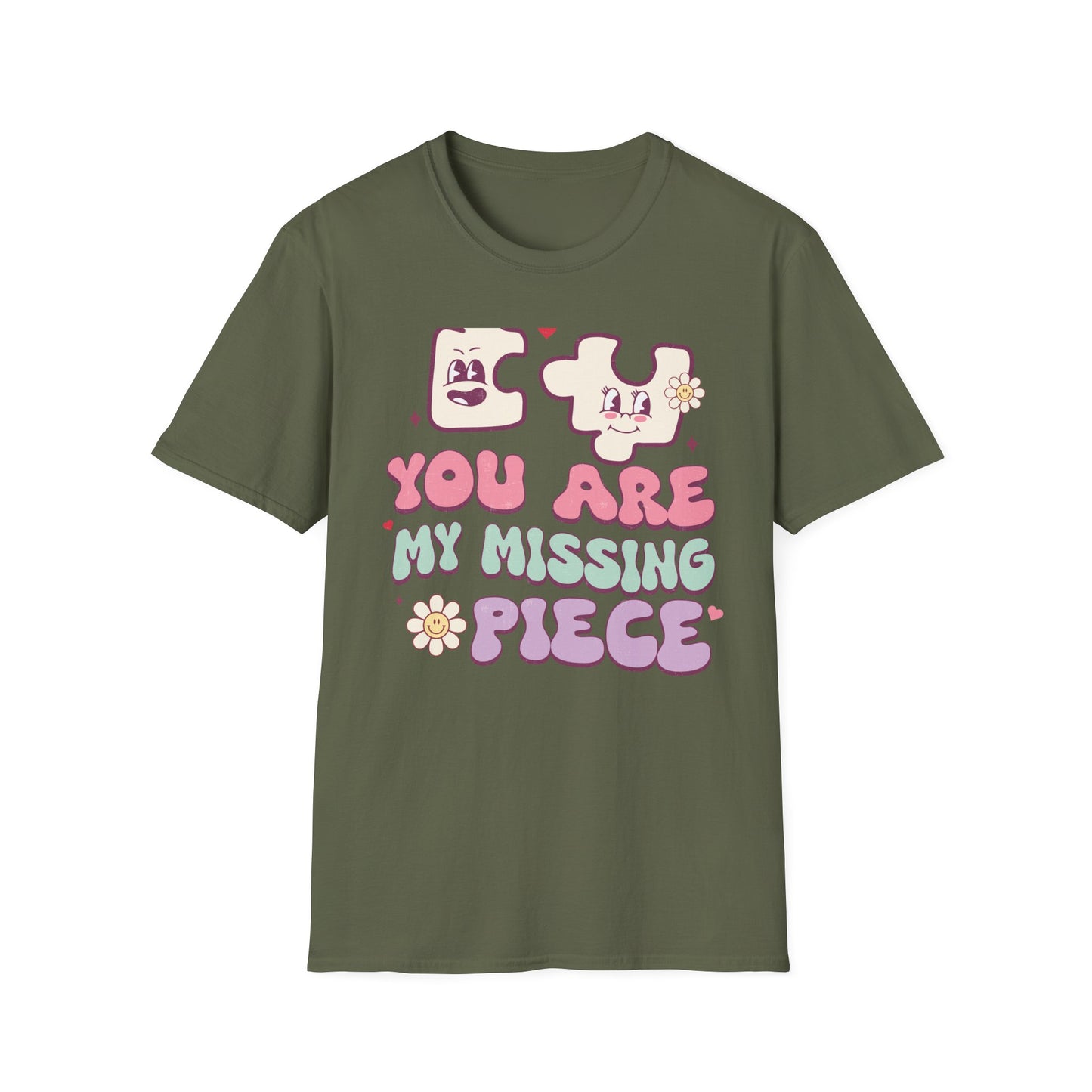 Groovy Retro Missing Piece Puzzle T-Shirt | Adorable Soulmate Couple Love & Valentine's Day Gift