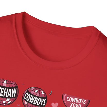 Howdy Valentine Cowboy T-Shirt | Sweet Western Love & YEEHAW Disco Heart Tee for Her | Unique Valentine's Day Gift
