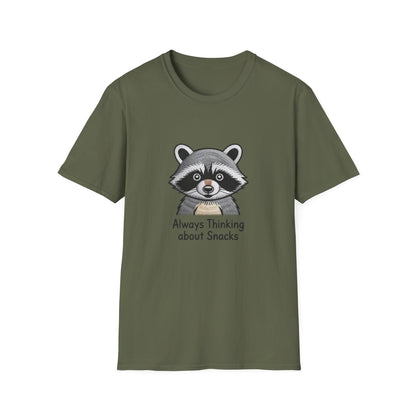 Hilarious Raccoon Snack Lover Embroidered T-Shirt | Adorable Wildlife Funny Tee | Cozy Casual Gift for Foodies