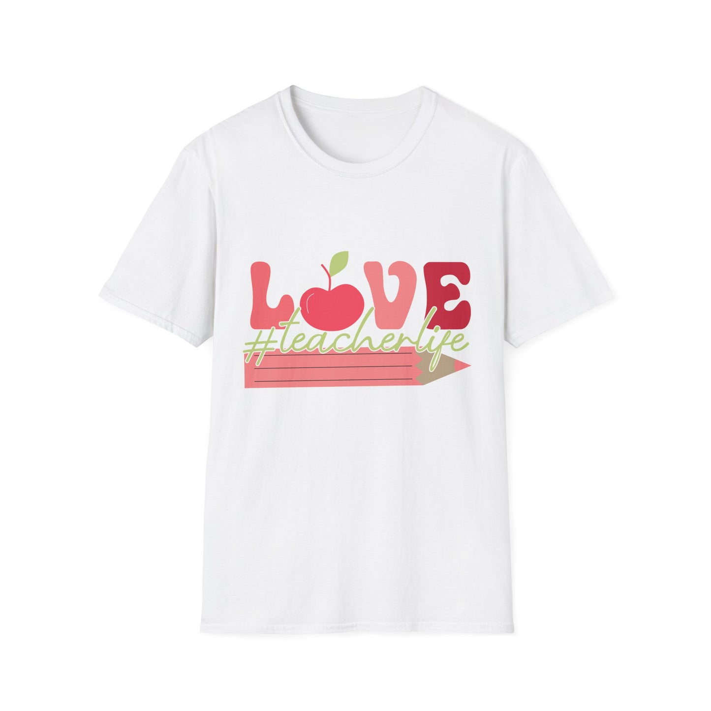 LOVE #teacherlife Apple & Pencil T-Shirt – Adorable & Unique Tee for Educators, Teachers, & School Staff | Perfect Appreciation Gift!