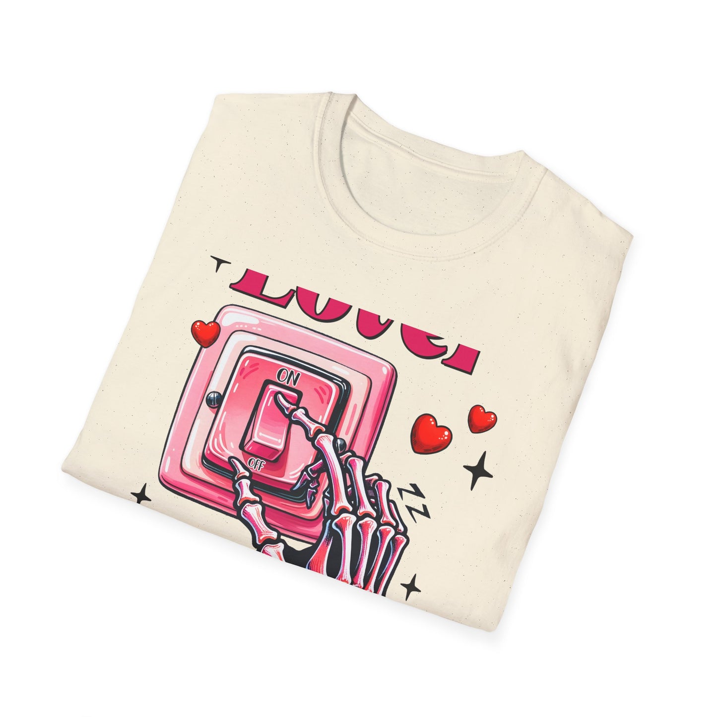 Unique Lover T-Shirt | Edgy Skeleton Hand & Love Switch Graphic Tee | Romantic Valentine's Day Statement Gift