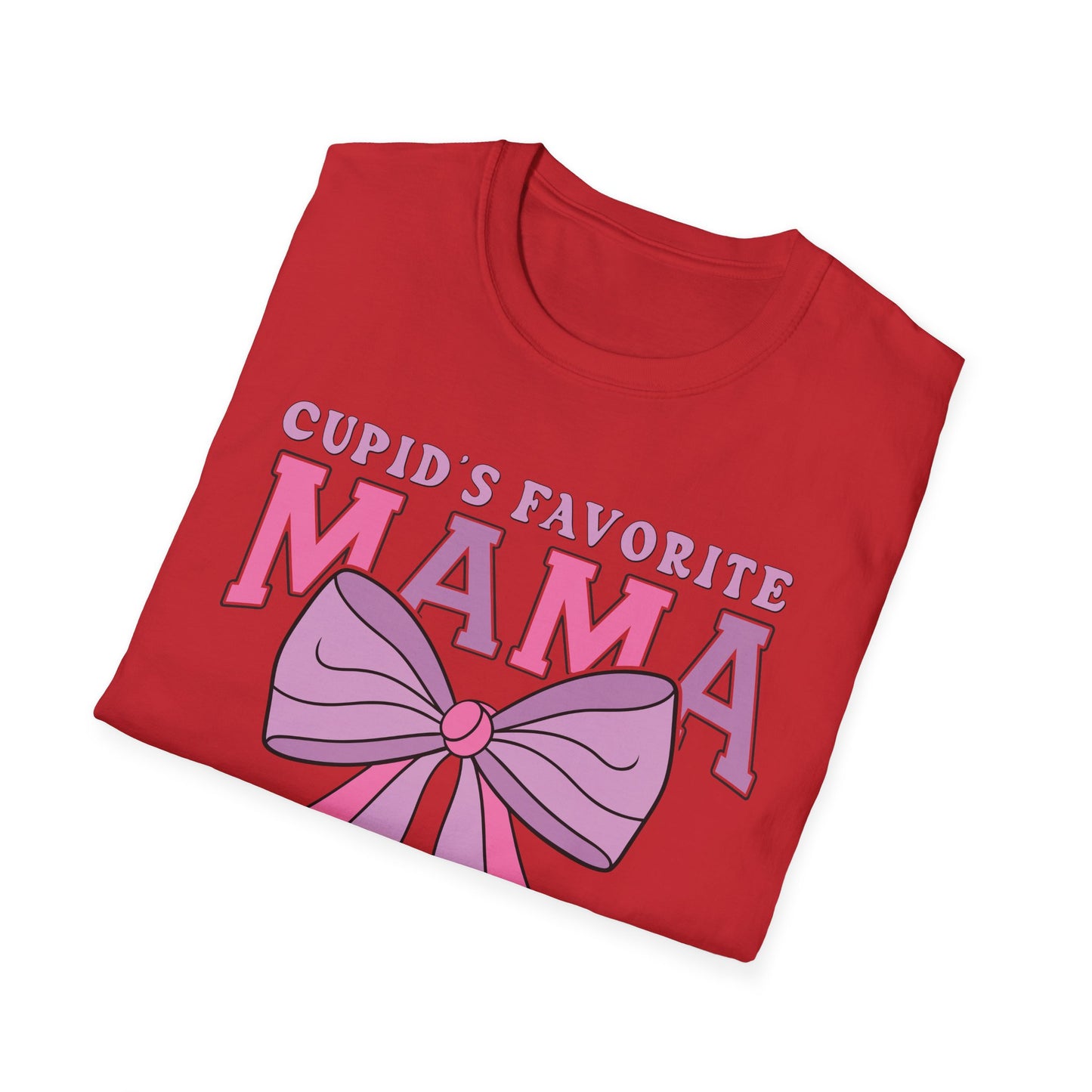 Cupid's Favorite Mama T-Shirt | Unique Valentine's & Mother's Day Gift for Her | Cute Pink Bow Graphic Tee