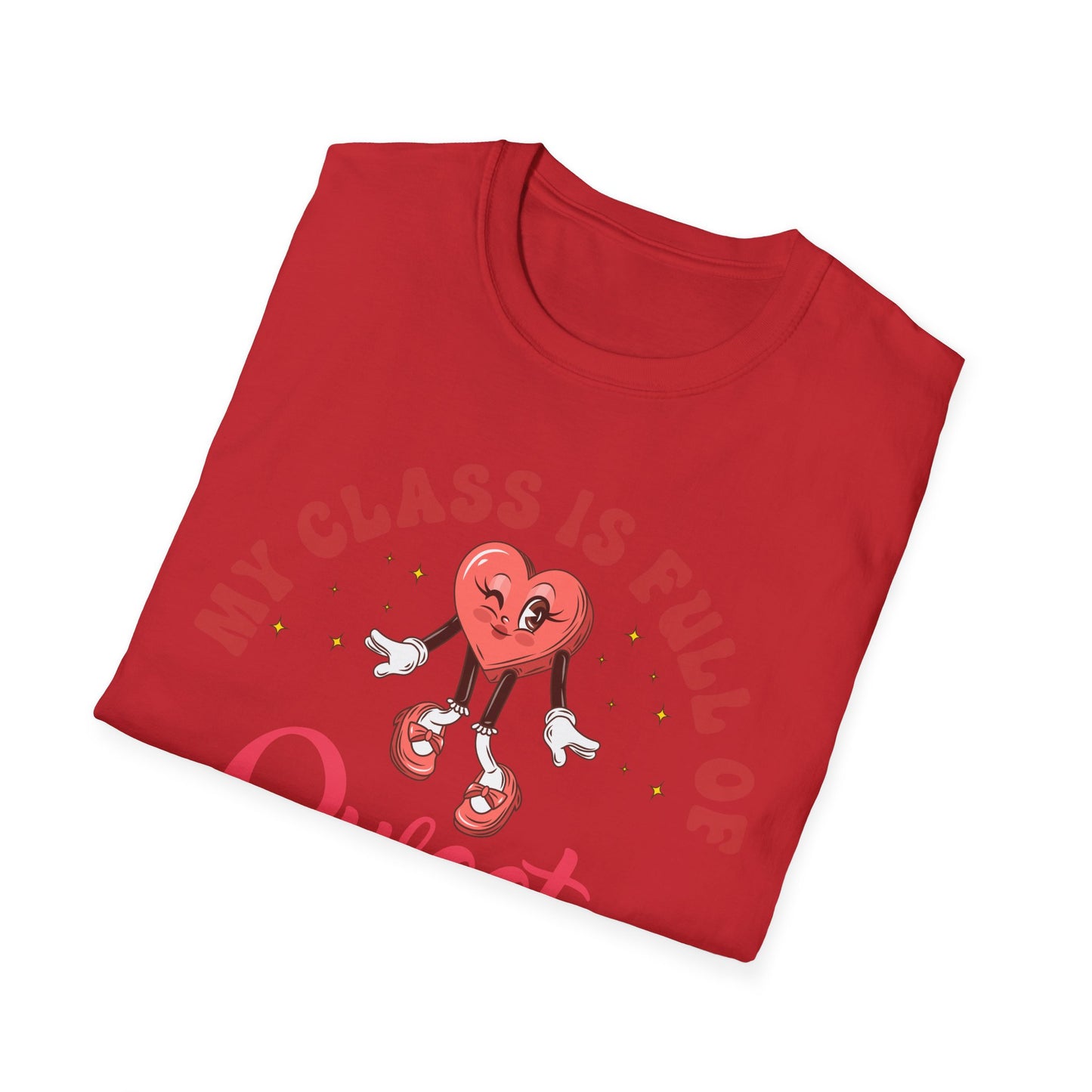 Adorable 'My Class is Full of Sweethearts' Teacher T-Shirt - Retro Valentine's Day Educator Gift - Cute Winking Heart Tee