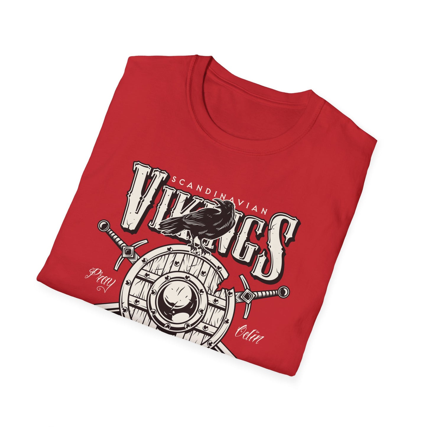 Epic Norse Viking Valhalla T-Shirt with Odin's Raven & Shield | Powerful Scandinavian Mythology Tee
