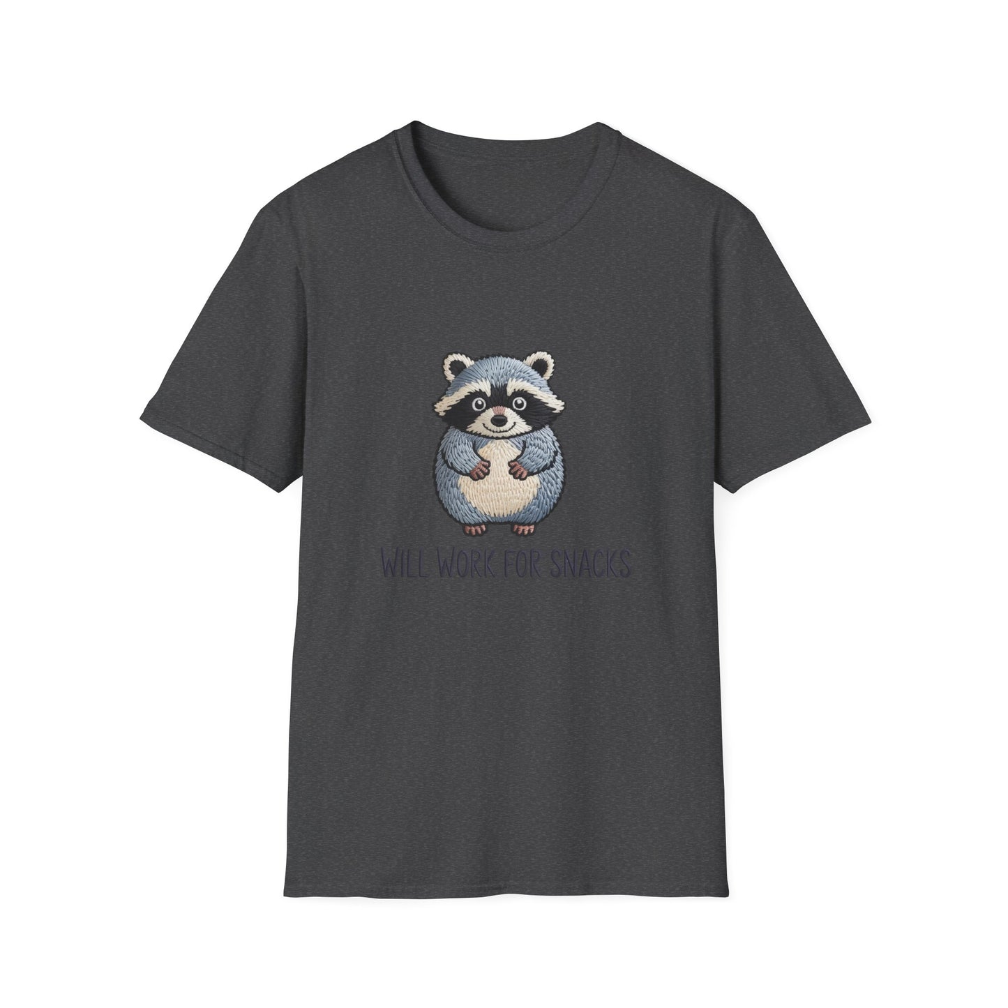 Hilarious Raccoon 'Will Work For Snacks' T-Shirt - Adorable Foodie & Animal Lover Graphic Tee