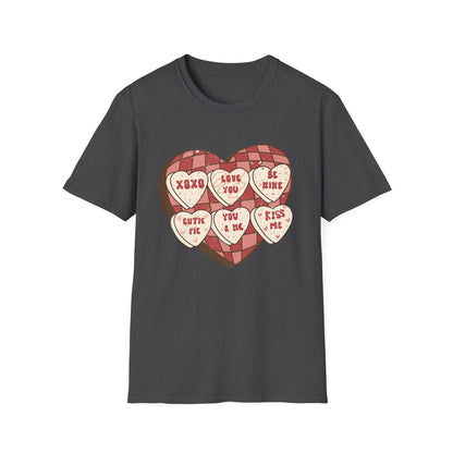 Charming Retro Conversation Hearts T-Shirt | Vintage Valentine's Day Sweetheart Candy Box Tee | Adorable Love Gift