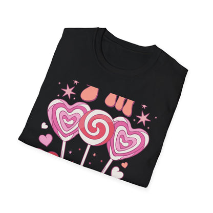 Groovy "I'm a Sucker For You" T-Shirt | Sweet Valentine's Day Love Tee | Retro Candy Heart & Lollipop Design