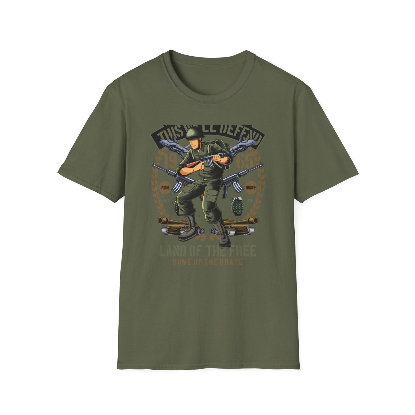 Epic American Soldier "This We'll Defend" T-Shirt | Vintage 1965 Military Veteran Patriot USA Tee